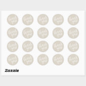Sticker Rond Merci écriture manuscrite beige (Feuille)