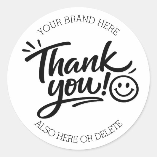 Sticker Rond « Merci ! » écriture manuscrite moderne avec smile (Devant)
