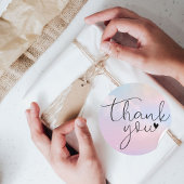 Sticker Rond Merci écriture moderne arc-en-ciel pastel