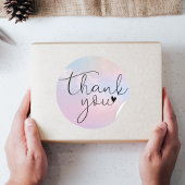 Sticker Rond Merci écriture moderne arc-en-ciel pastel