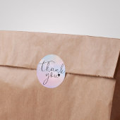 Sticker Rond Merci écriture moderne arc-en-ciel pastel