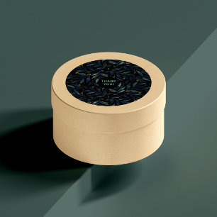 Sticker Rond Merci élégant aquarelle branches