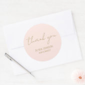 Sticker Rond Merci Élégant écriture manuscrite rose pâle (Enveloppe)