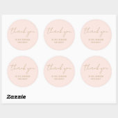 Sticker Rond Merci Élégant écriture manuscrite rose pâle (Feuille)