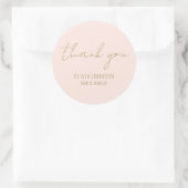 Sticker Rond Merci Élégant écriture manuscrite rose pâle (Sac)