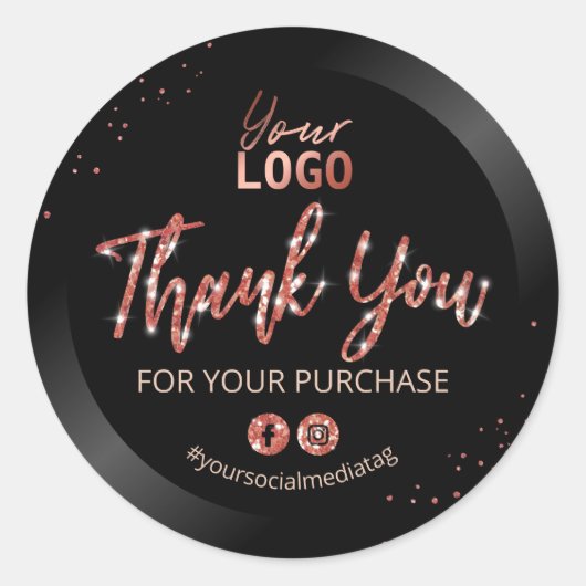 Sticker Rond Merci Élégant Pour Votre Achat (Devant)