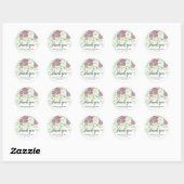 Sticker Rond Merci Élégant printemps floral mariage (Feuille)