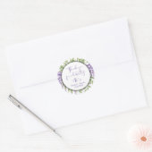Sticker Rond Merci Élégant violet  Floral Script Mariage (Enveloppe)