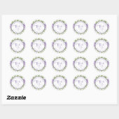 Sticker Rond Merci Élégant violet Floral Script Mariage (Feuille)