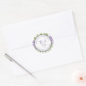 Sticker Rond Merci Élégant violet Floral Script Mariage (Enveloppe)