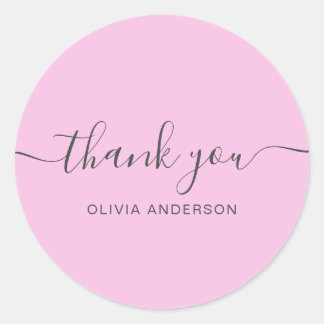 Sticker Rond Merci Élégante typographie chic blush Purple