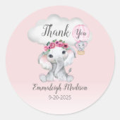 Sticker Rond Merci éléphant à air chaud (Devant)
