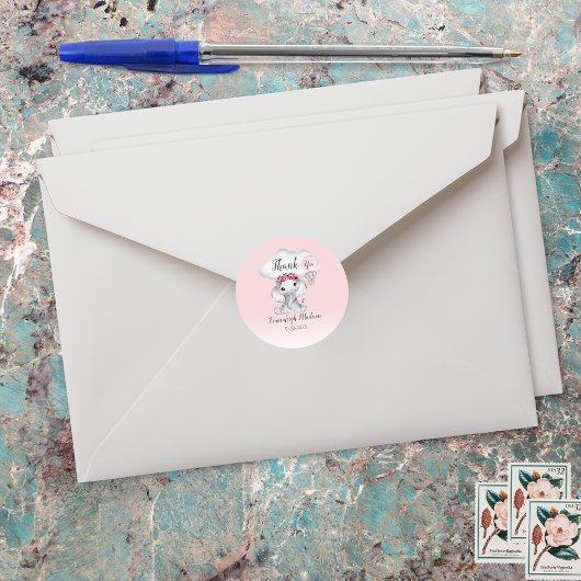 Sticker Rond Merci éléphant à air chaud