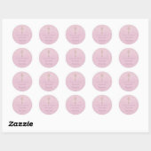 Sticker rond Merci en dentelle rose (Feuille)