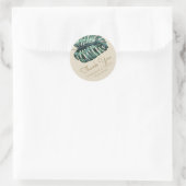 Sticker Rond Merci en feuille de palme de Monstera Tropical (Sac)