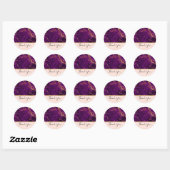 Sticker Rond Merci en marbre Abstrait moderne violet et or (Feuille)