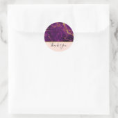 Sticker Rond Merci en marbre Abstrait moderne violet et or (Sac)