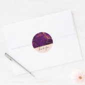 Sticker Rond Merci en marbre Abstrait moderne violet et or (Enveloppe)