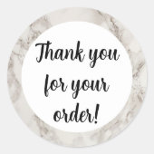 Sticker Rond Merci en marbre beige (Devant)