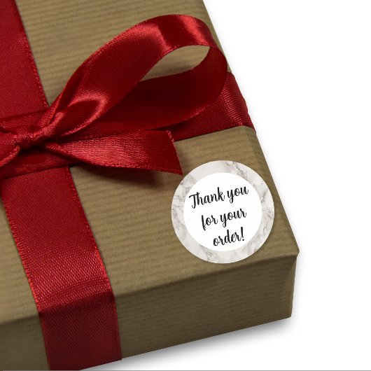 Sticker Rond Merci en marbre beige