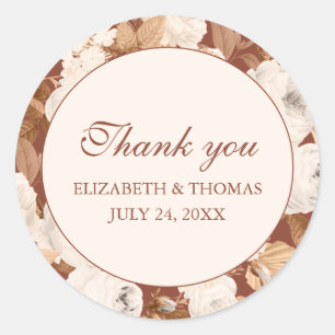 Sticker rond Merci en terre cuite foncée avec pivo