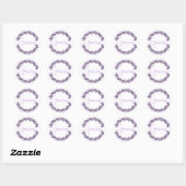Sticker Rond Merci espagnol Gracias Violet Typographie Wreath (Feuille)