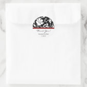 Sticker Rond Merci Étiquette, Noir Floral Haut (Sac)