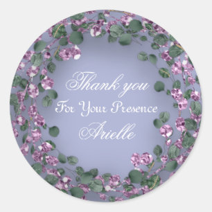 Sticker Rond Merci Eucalyptus Anniversaire Mariage Rosse Bleu