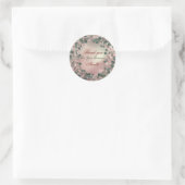 Sticker Rond Merci Eucalyptus Anniversaire Mariée Verdure Blush (Sac)
