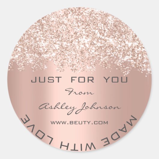 Sticker Rond Merci Fabriqué Avec Amour Parties scintillant Conf (Devant)