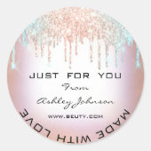 Sticker Rond Merci Fabriqué Avec Love Custom Drivers Rose bleu (Devant)