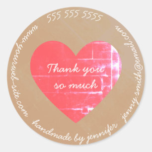 Sticker Rond Merci fait à la main par Heart Website E-mail Télé