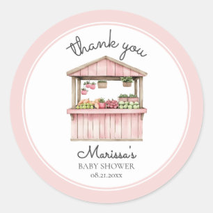 Sticker Rond Merci Farmers Market Girl Baby shower