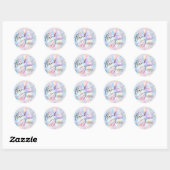 Sticker Rond merci fausse parties scintillant holographique (Feuille)