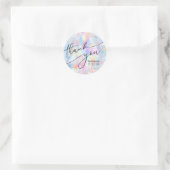 Sticker Rond merci fausse parties scintillant holographique (Sac)