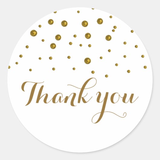 Sticker Rond Merci Faux Gold Confetti (Devant)