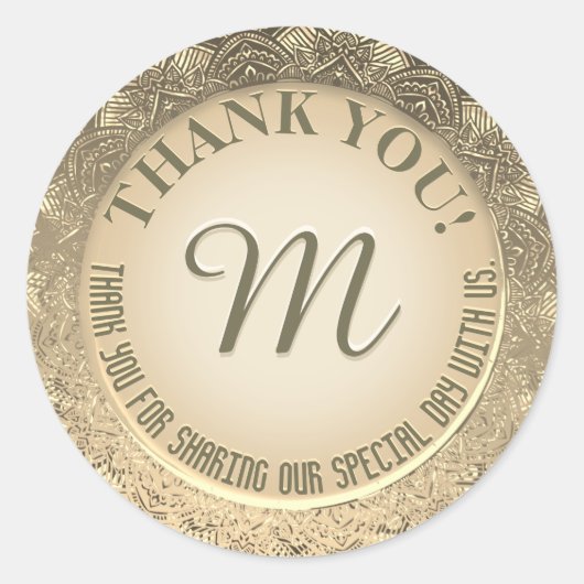 Sticker Rond Merci | Faux Gold Foil (Devant)