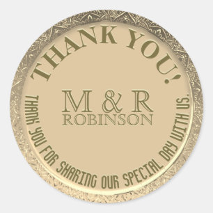 Sticker Rond Merci Faux Gold Foil