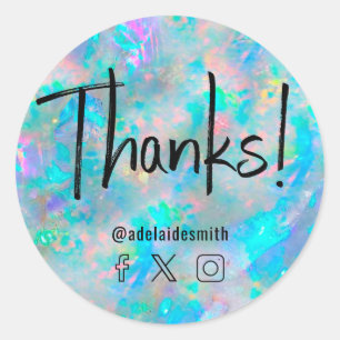 Sticker Rond merci faux holographe opal