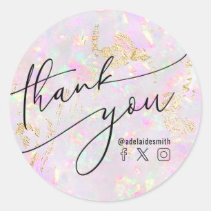 Sticker Rond merci faux opal iridescente