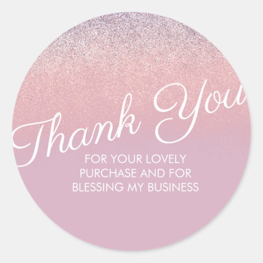 Sticker Rond Merci Faux Parties scintillant rose et pourpre (Devant)