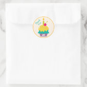 Sticker Rond Merci Favor Coloré citron Cupcake Monogramme (Sac)