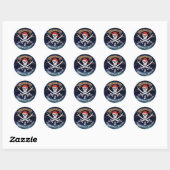Sticker Rond Merci Favor Jolly roger Pirate (Feuille)