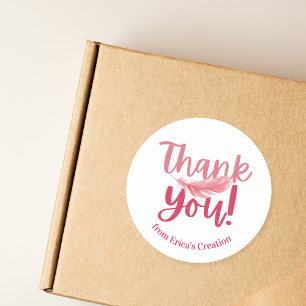 Sticker Rond Merci Feather Rose Entreprise Locale