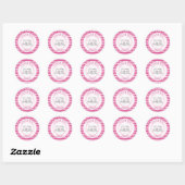 Sticker Rond Merci fête d'anniversaire Fuchsia/White Stripe (Feuille)