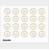 Sticker Rond Merci fête d'anniversaire Gold/White Stripe (Feuille)