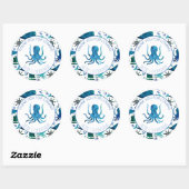 Sticker Rond Merci fête d'anniversaire Marine Octopus Nautique (Feuille)