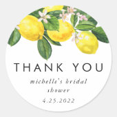 Sticker Rond Merci Fête des mariées citron aquarelle (Devant)
