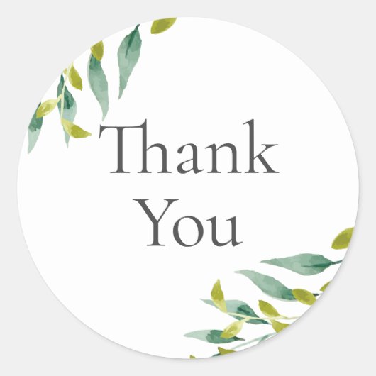 Sticker Rond Merci Fête des mariées Feuille de prairie frais (Devant)