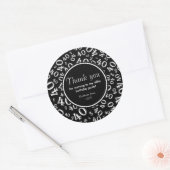 Sticker Rond Merci : Fête du 40e anniversaire noir et blanc (Enveloppe)